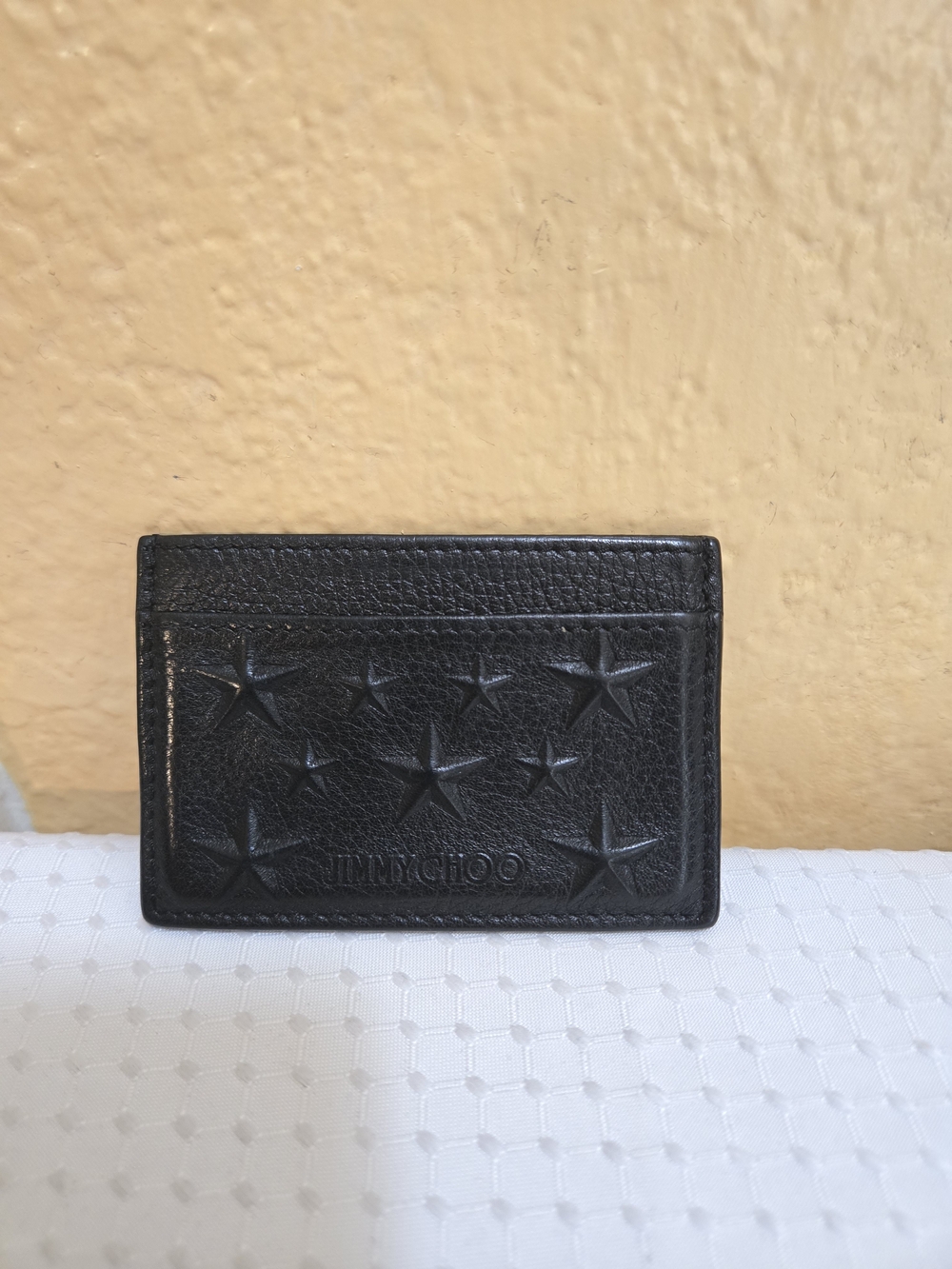 Jimmy Choo Black Embossed Star Leather Card Sleeve